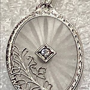 Vintage Camphor 10K White Gold Pendant